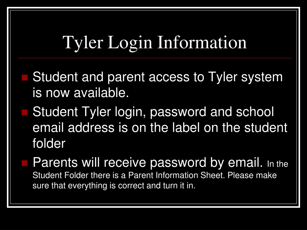 tyler login information