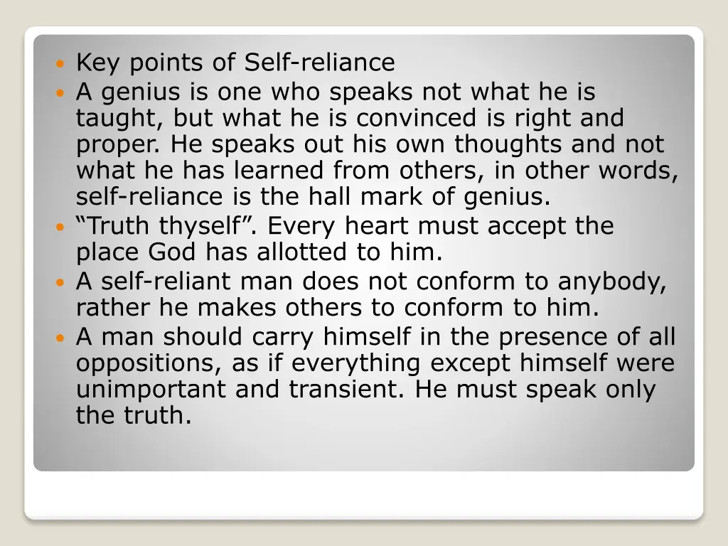 key points of self reliance a genius