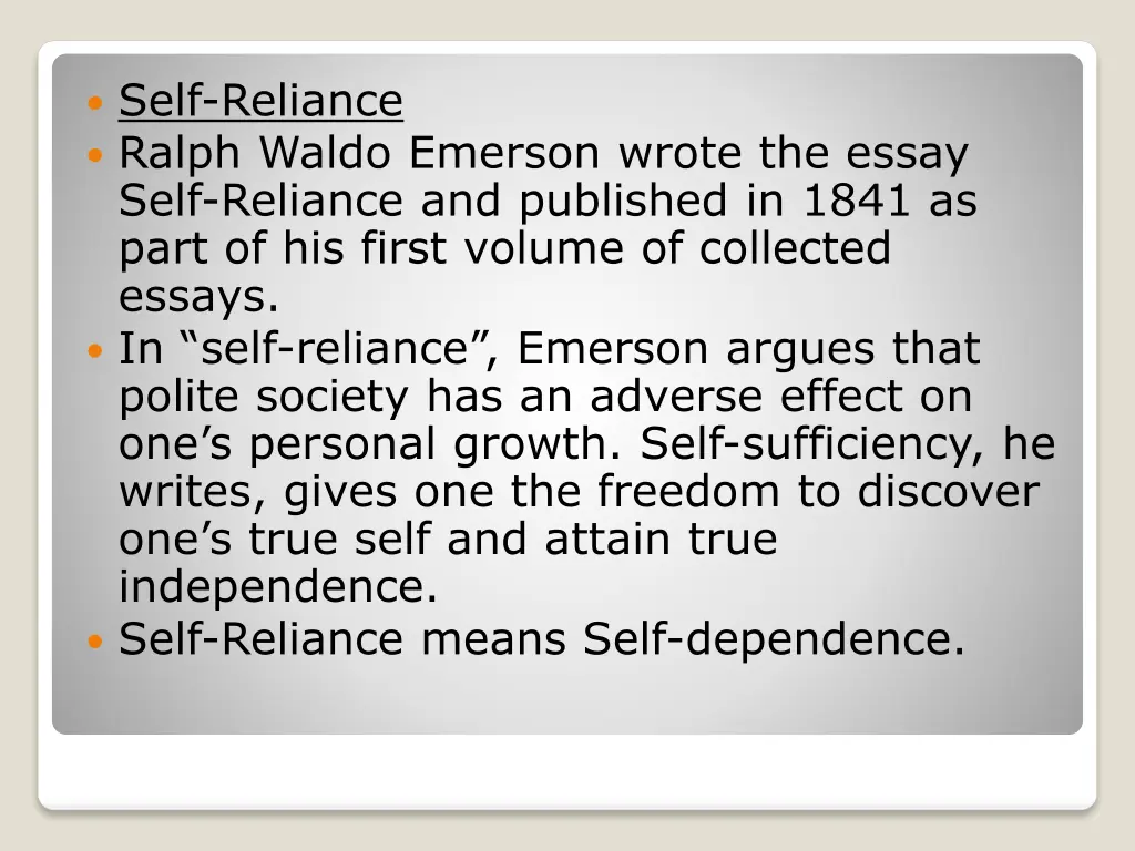 self reliance ralph waldo emerson wrote the essay