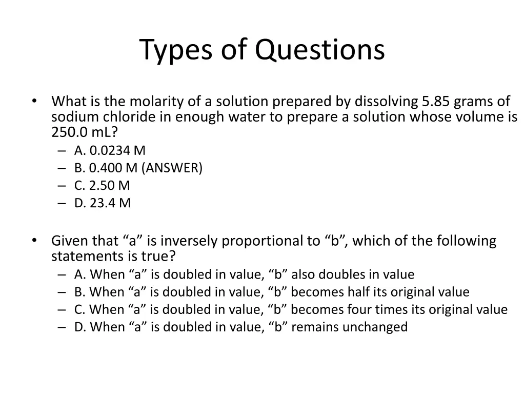 types of questions