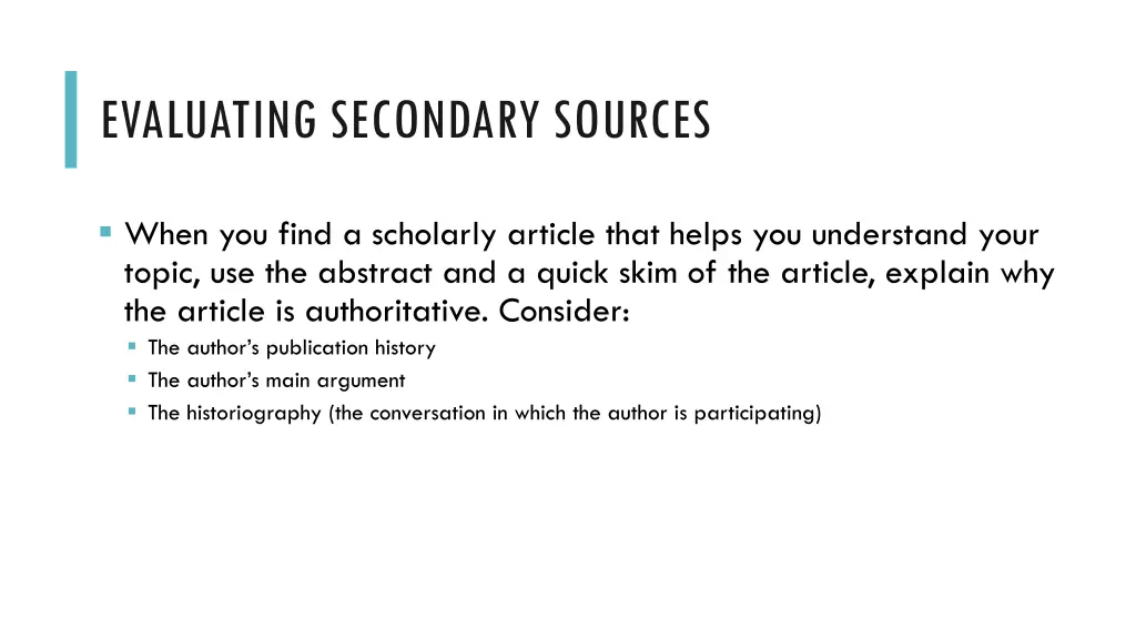 evaluating secondary sources