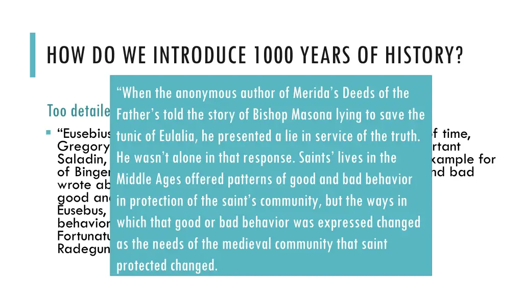 how do we introduce 1000 years of history