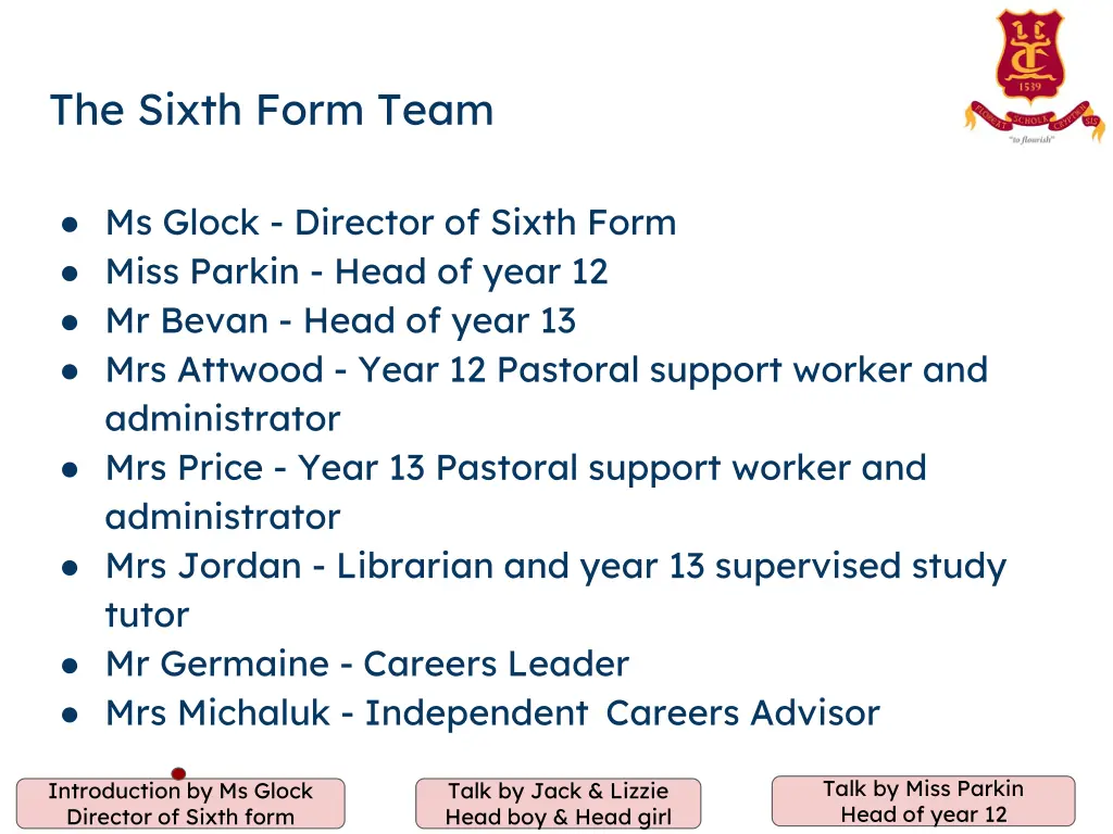 the sixth form team