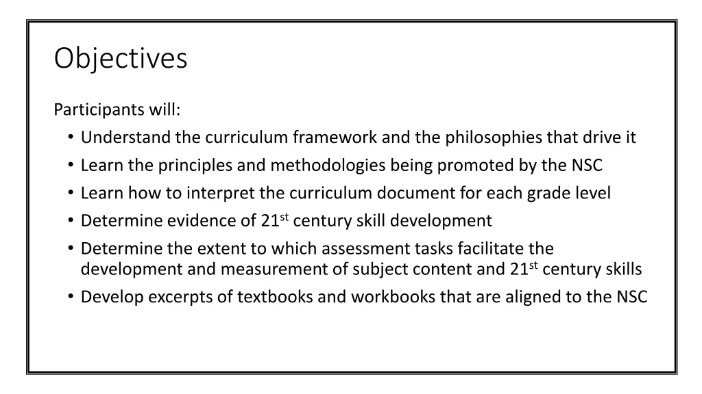 objectives