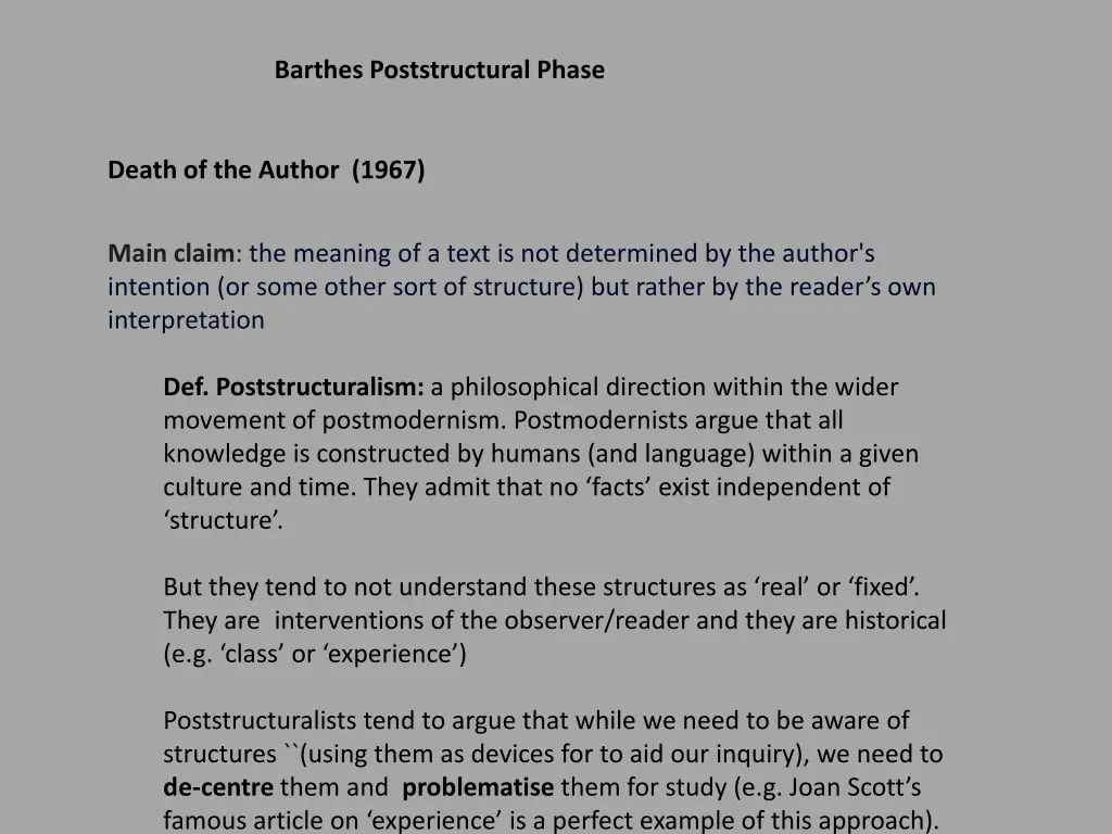 barthes poststructural phase