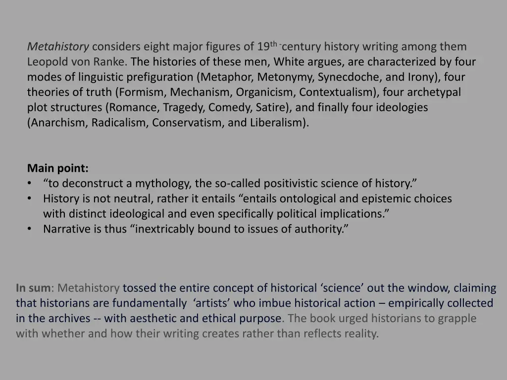 metahistory considers eight major figures
