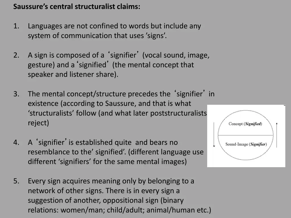 saussure s central structuralist claims