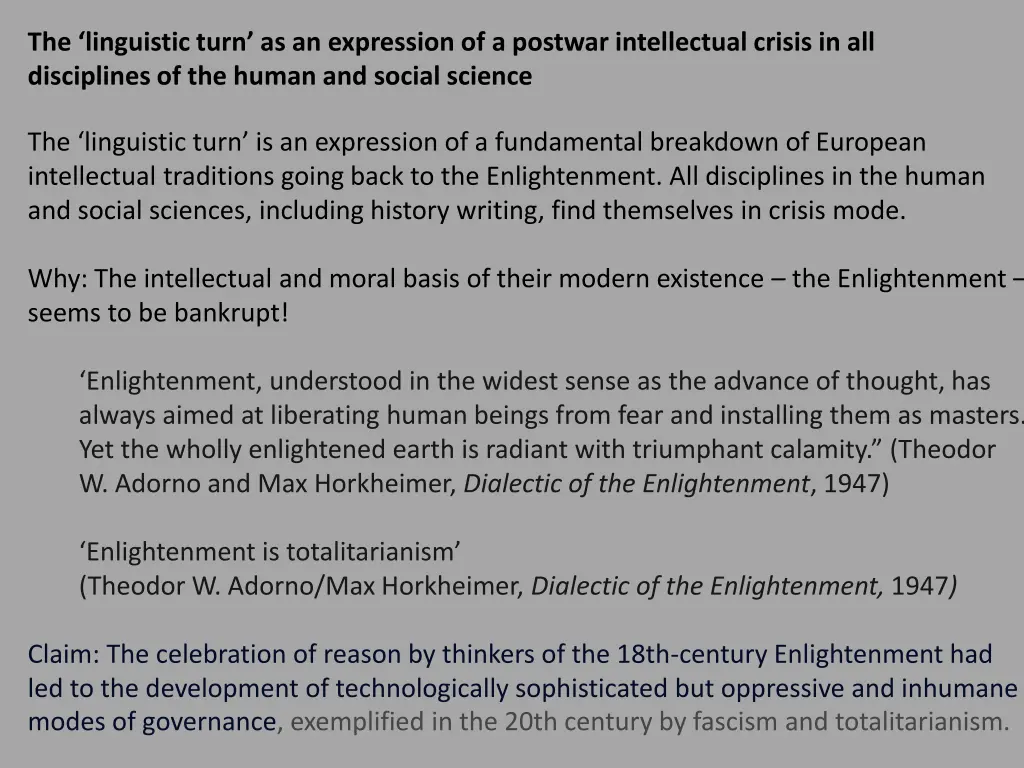 the linguistic turn as an expression of a postwar