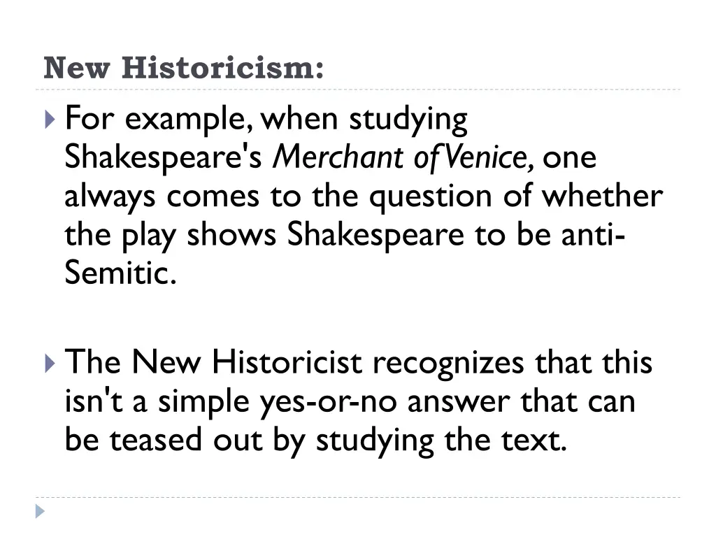 new historicism for example when studying