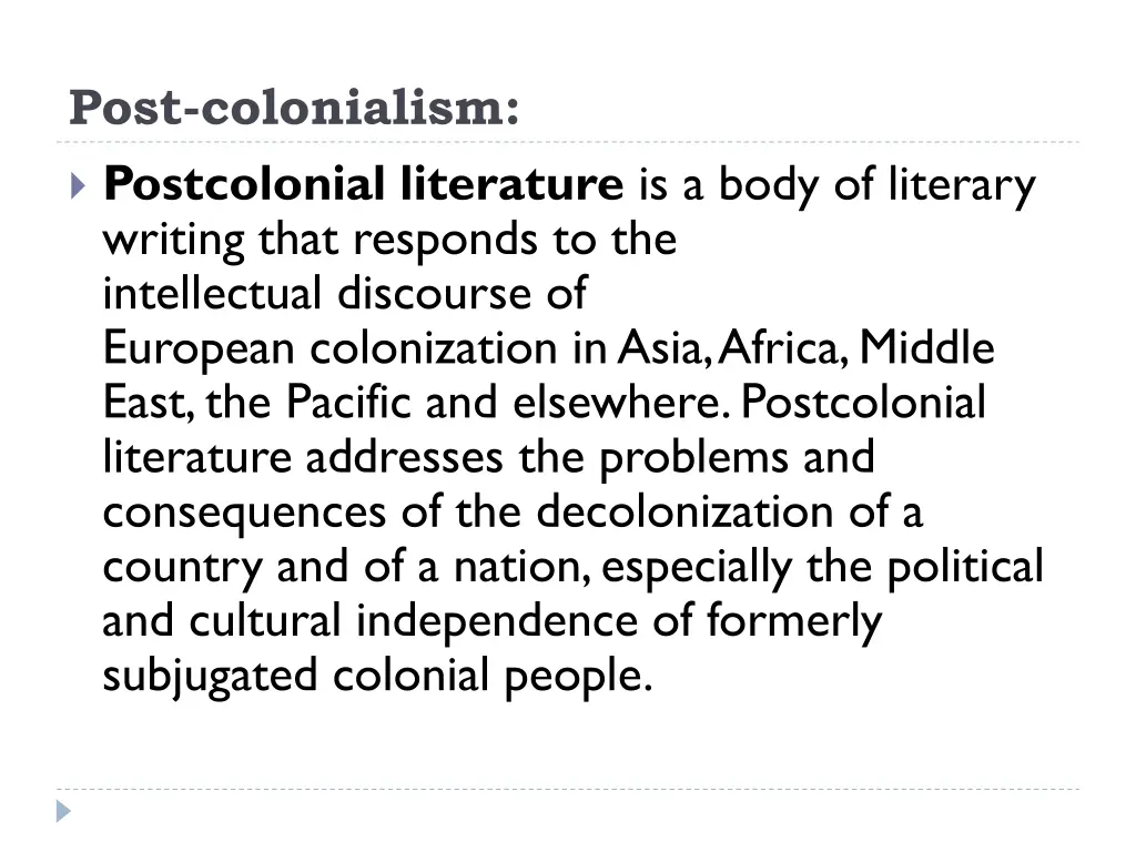 post colonialism postcolonial literature