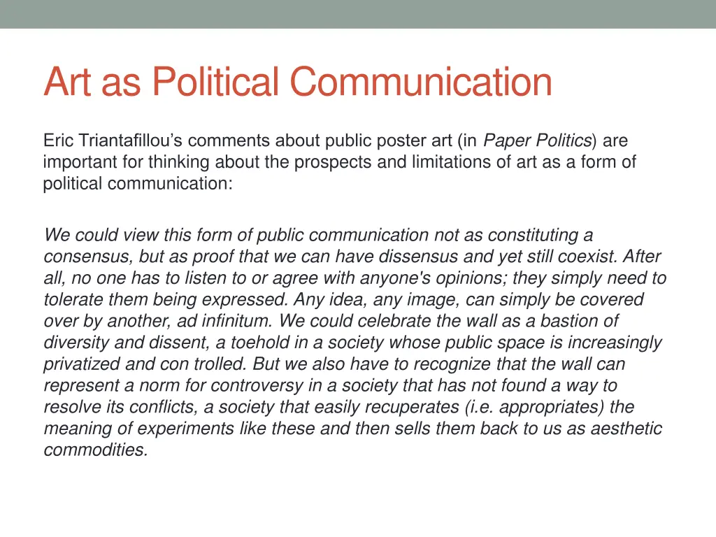 art as political communication 1