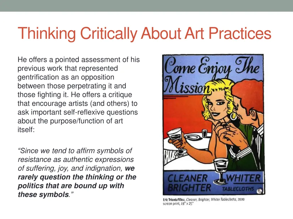 thinking critically about art practices