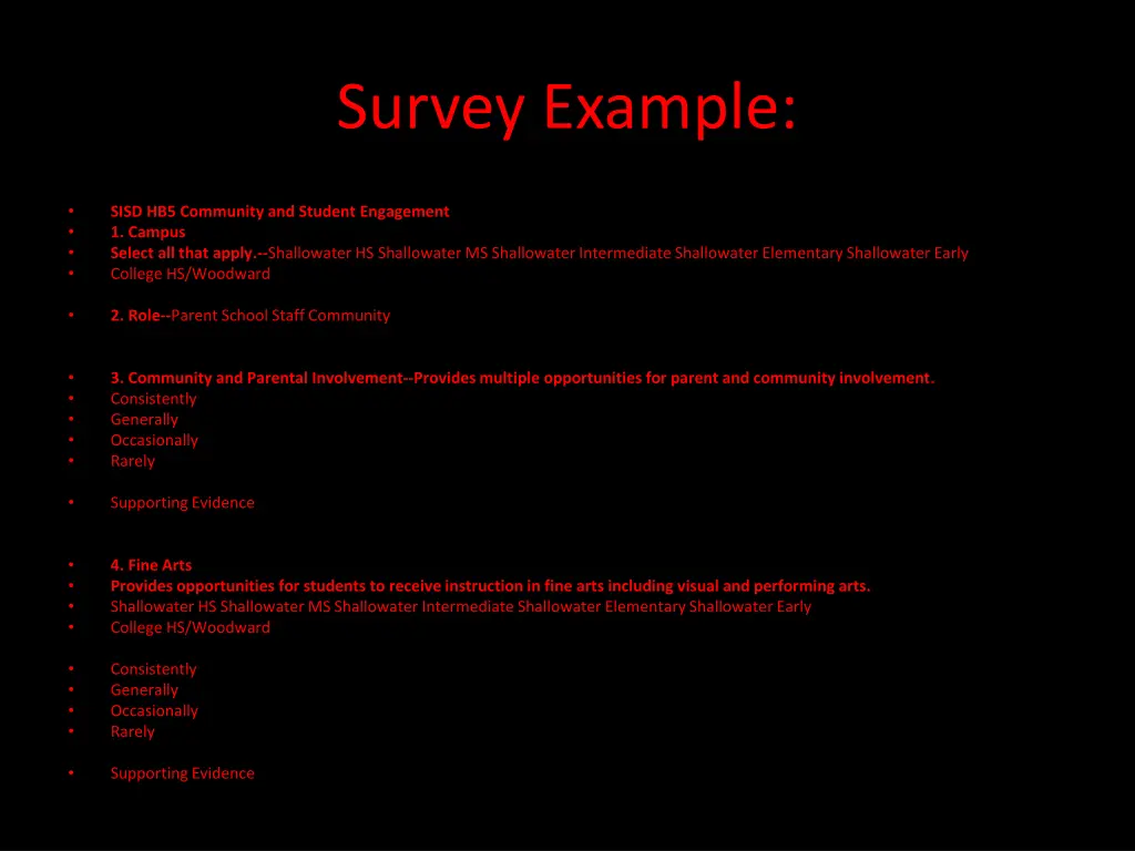 survey example