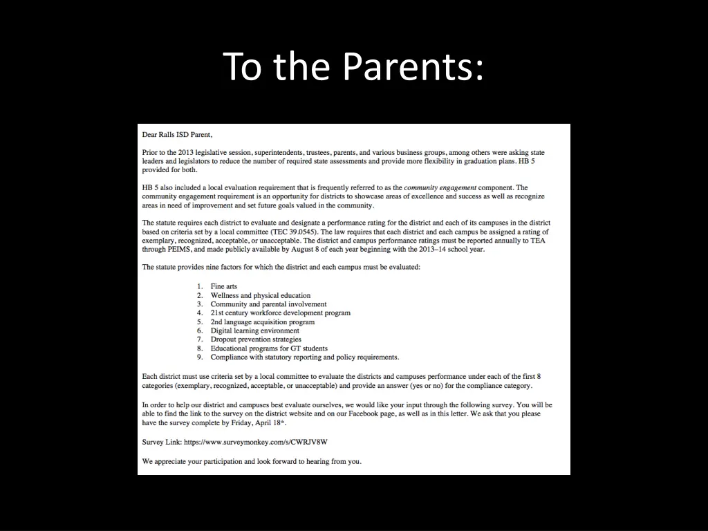 to the parents
