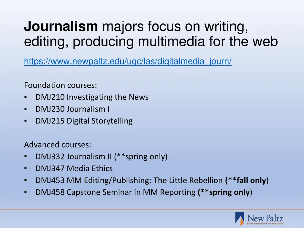 journalism majors focus on writing editing