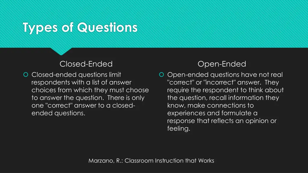 types of questions