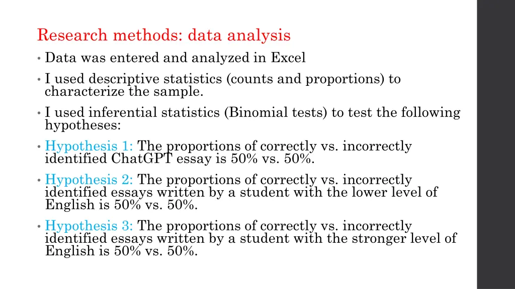 research methods data analysis data was entered