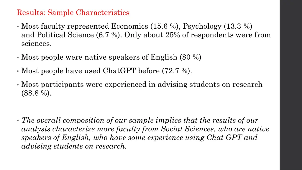 results sample characteristics