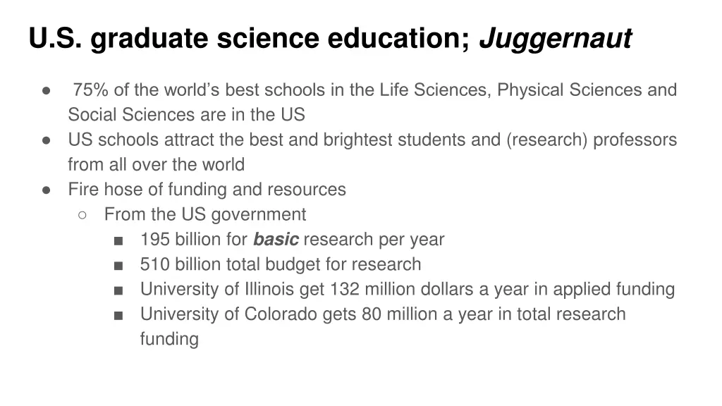 u s graduate science education juggernaut