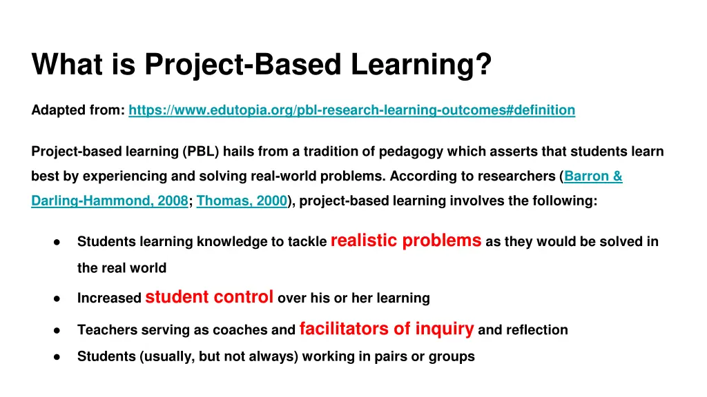 what is project based learning
