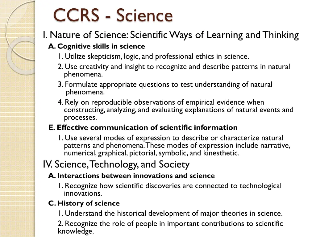 ccrs science i nature of science scientific ways