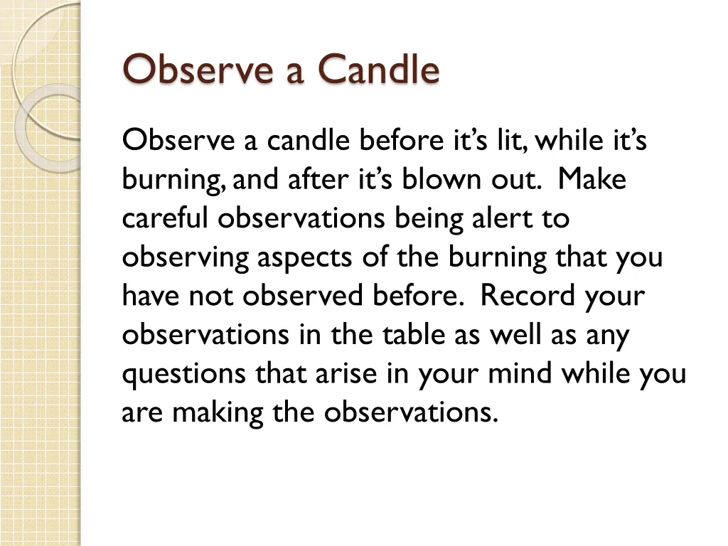 observe a candle