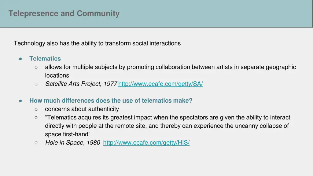 telepresence and community
