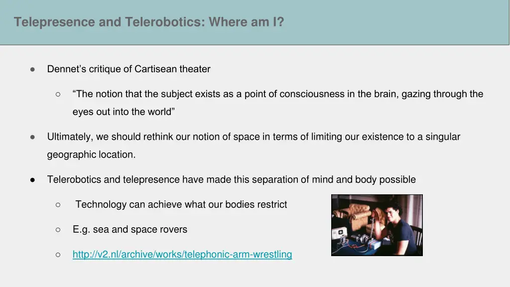 telepresence and telerobotics where am i