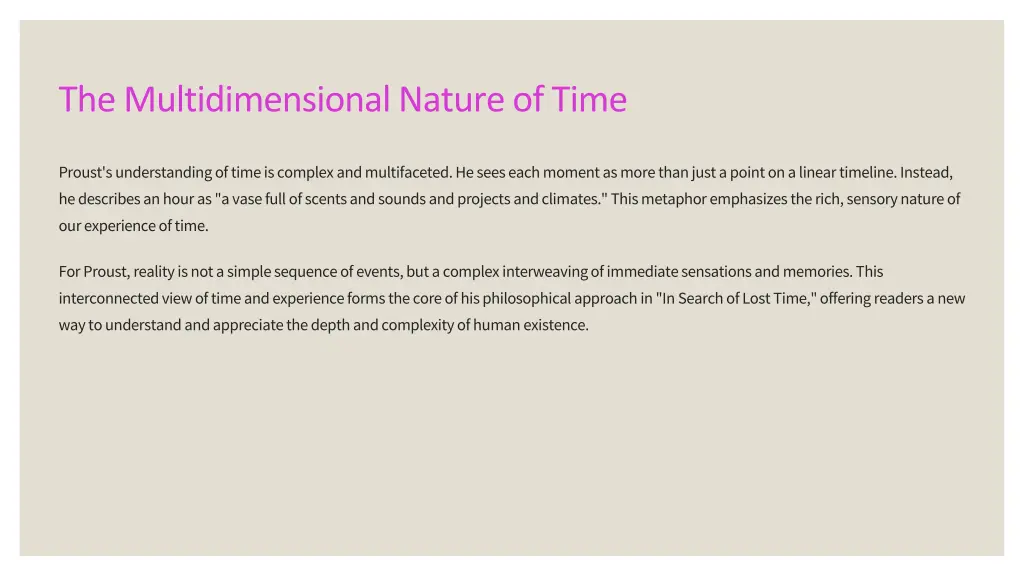 the multidimensional nature of time