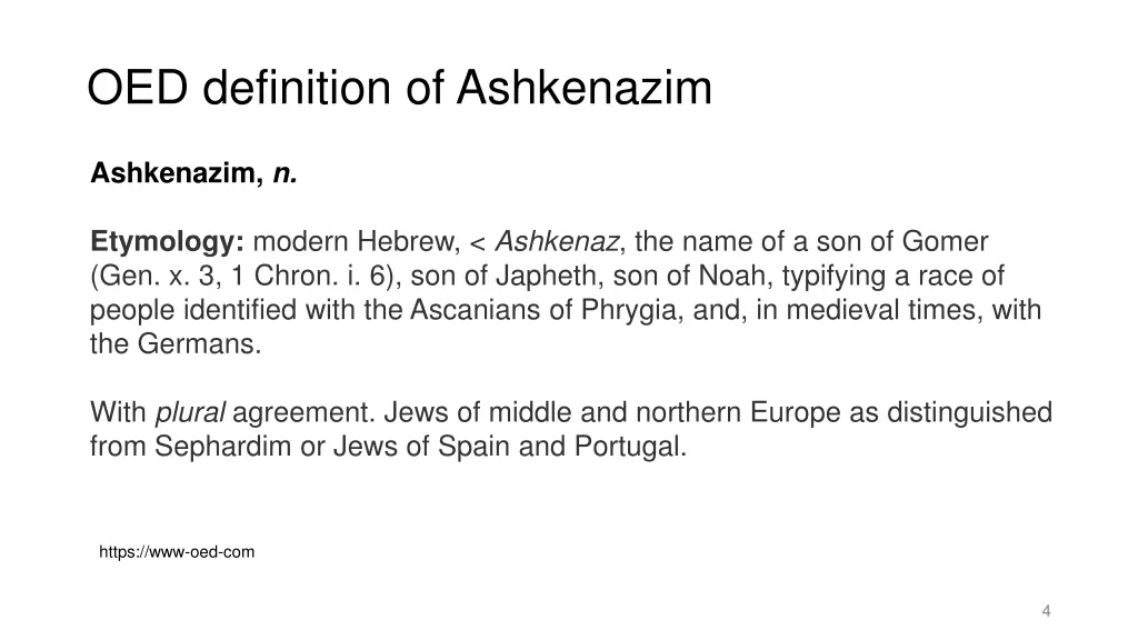 oed definition of ashkenazim