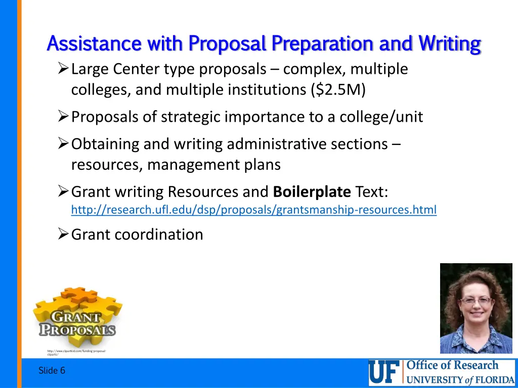 assistance with proposal preparation and writing