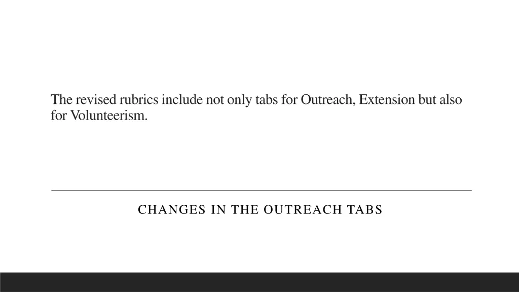 the revised rubrics include not only tabs