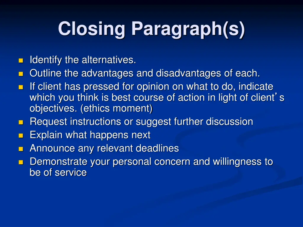 closing paragraph s