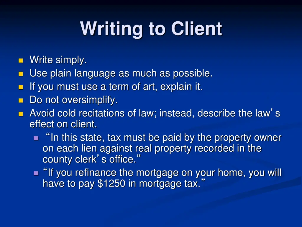 writing to client