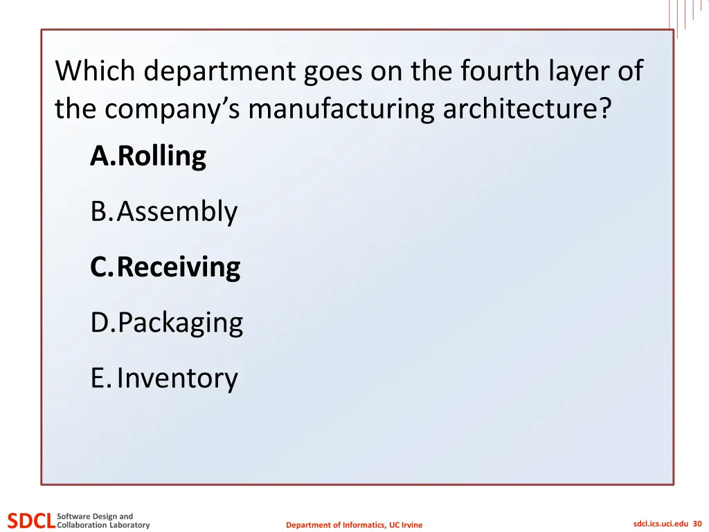 which department goes on the fourth layer 1