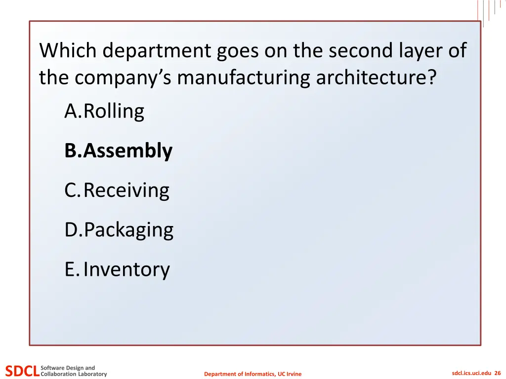 which department goes on the second layer 1