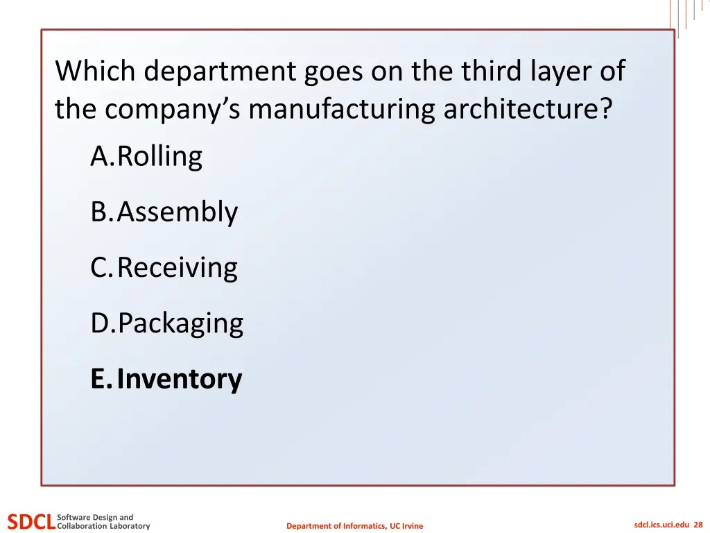 which department goes on the third layer 1