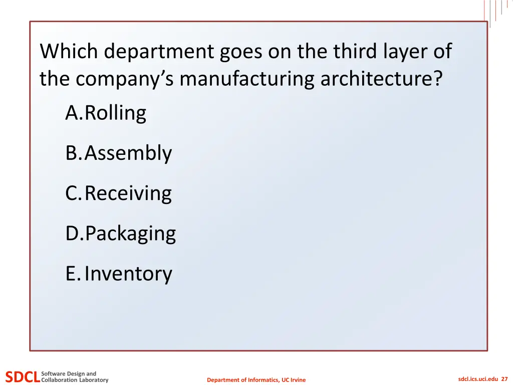 which department goes on the third layer