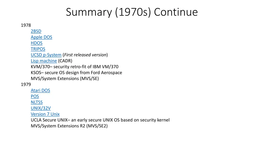 summary 1970s continue 1