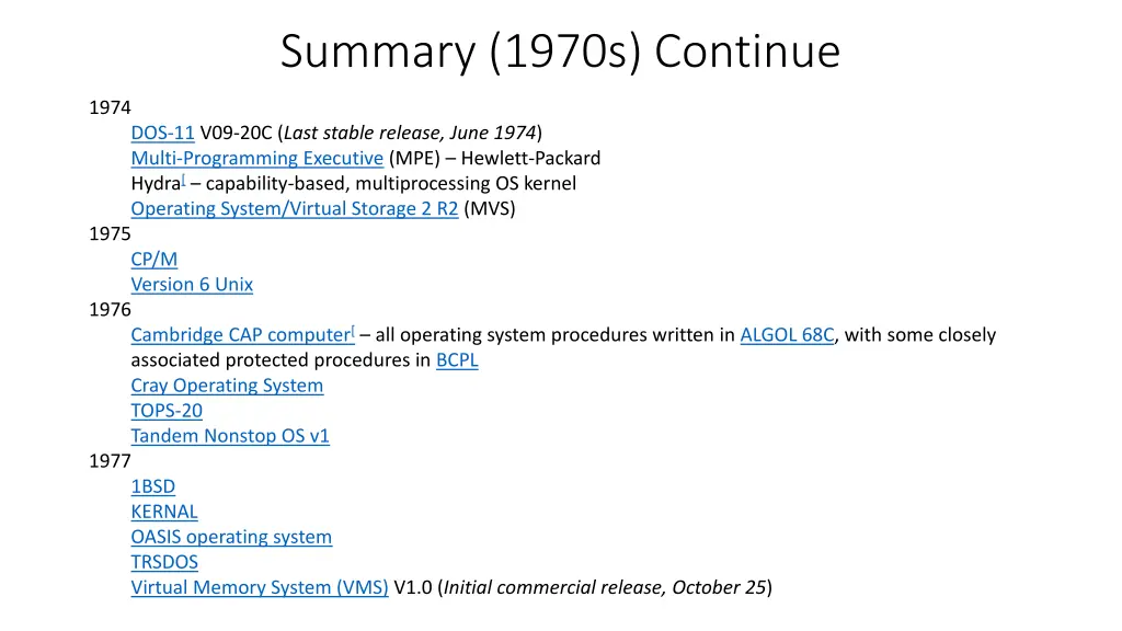 summary 1970s continue
