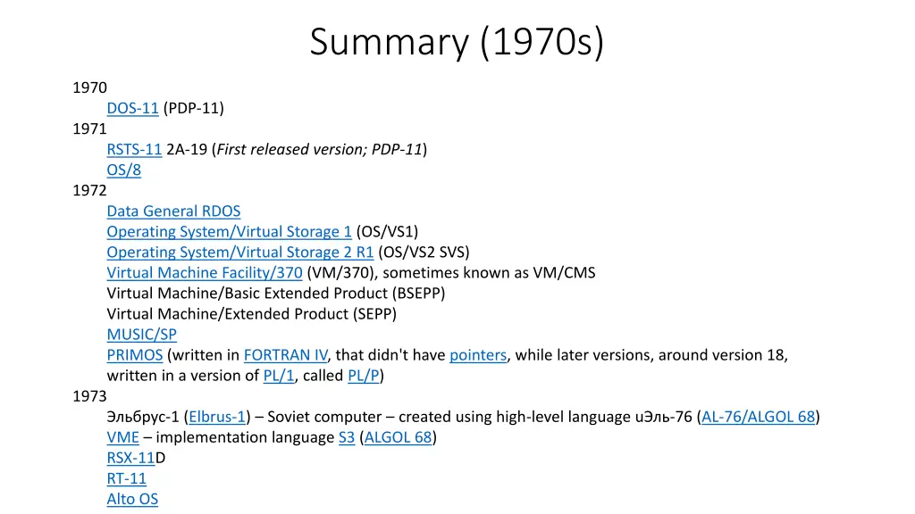 summary 1970s