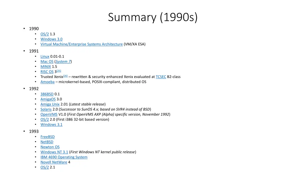 summary 1990s