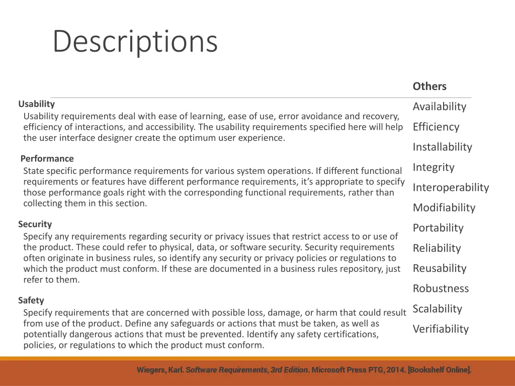 descriptions