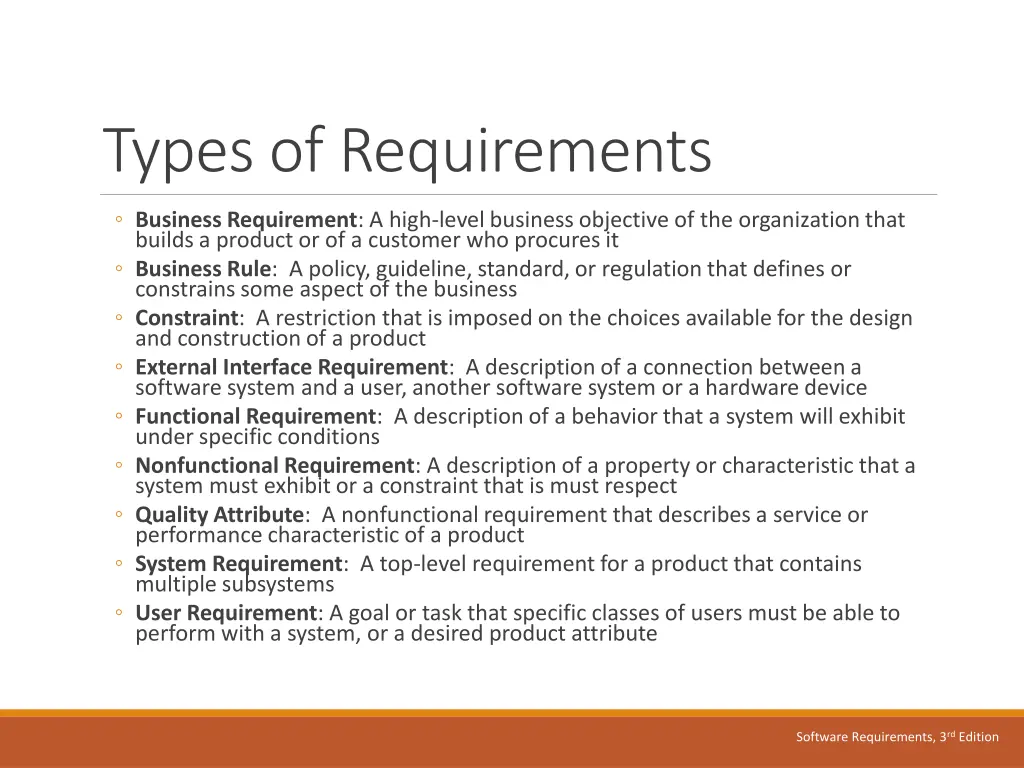 types of requirements 1