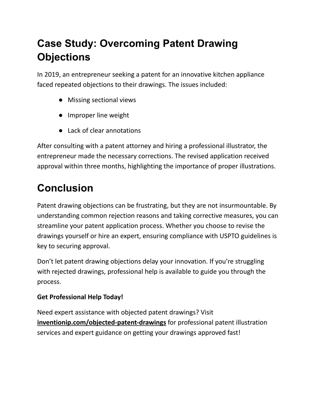 case study overcoming patent drawing objections