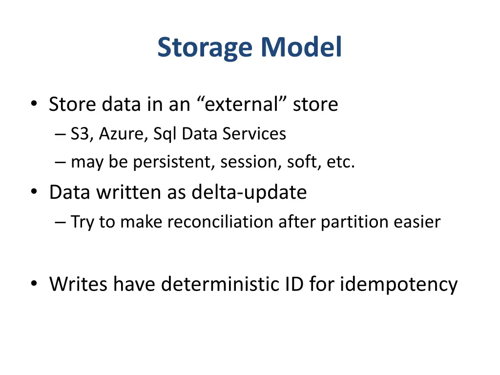 storage model