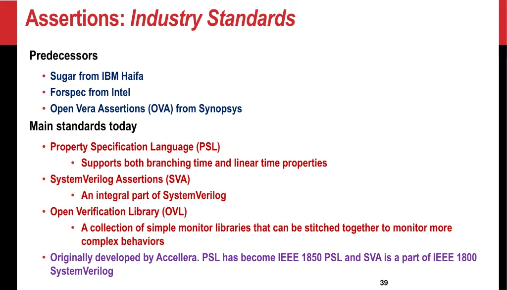 assertions industry standards