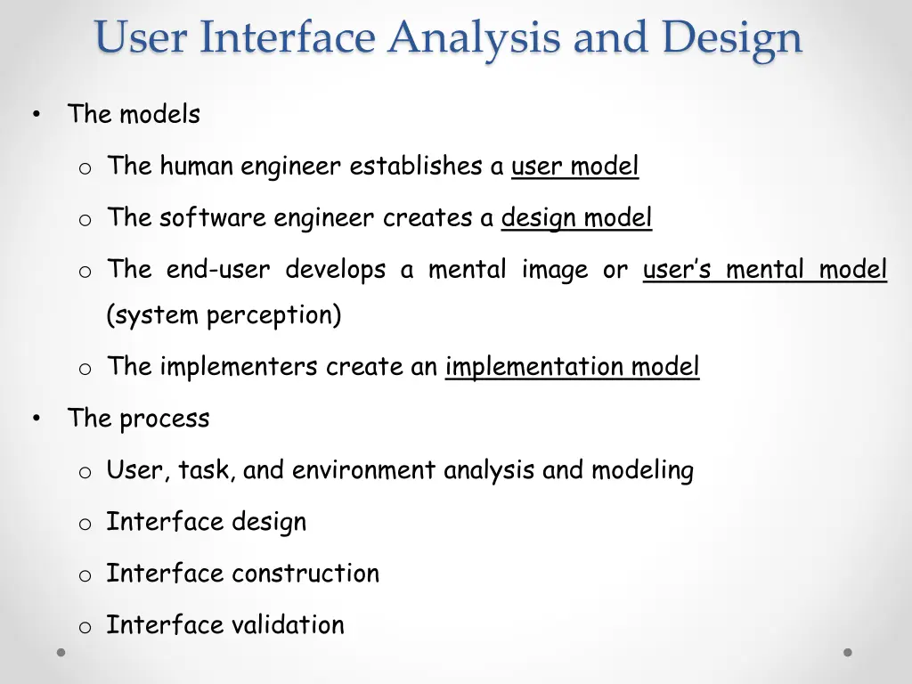 user interface analysis and design