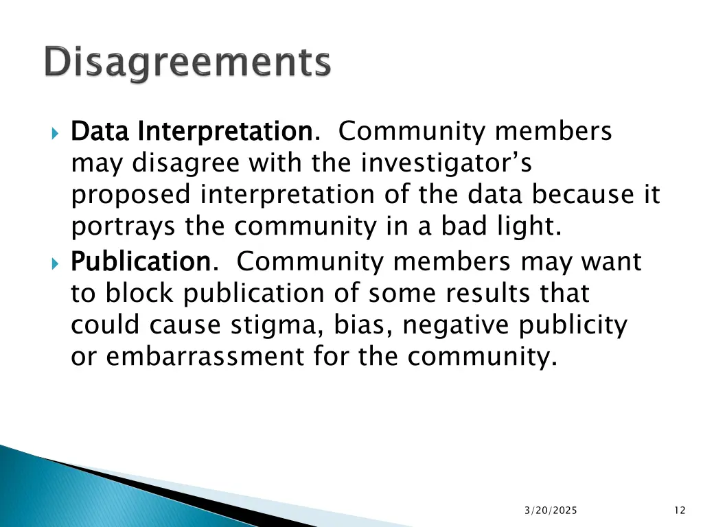 data interpretation may disagree with