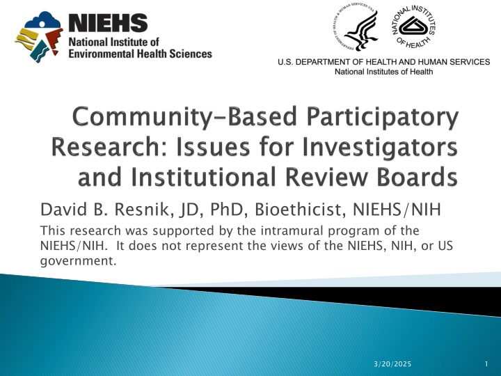 david b resnik jd phd bioethicist niehs nih this